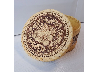 Шкатулка шитая круглая 