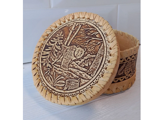 Шкатулка шитая круглая 