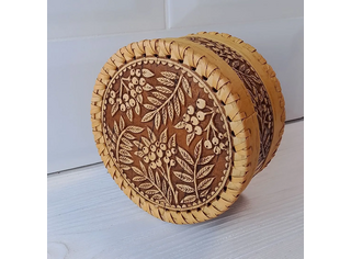 Шкатулка шитая круглая 