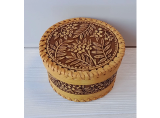 Шкатулка шитая круглая 