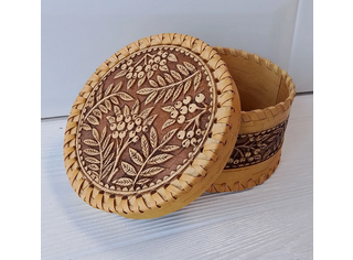 Шкатулка шитая круглая 