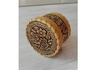 Шкатулка шитая круглая 