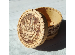 Шкатулка шитая круглая 