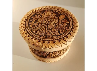 Шкатулка шитая круглая 