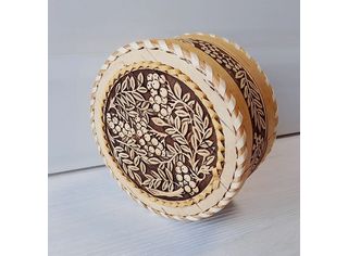 Шкатулка шитая круглая 