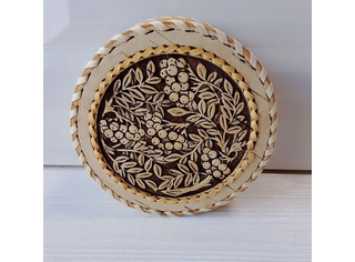 Шкатулка шитая круглая 