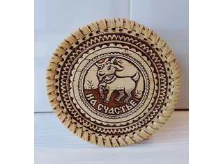 Шкатулка шитая круглая 