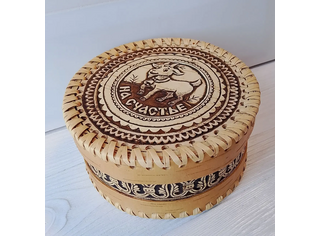 Шкатулка шитая круглая 