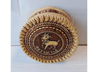 Шкатулка шитая круглая 