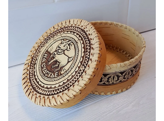 Шкатулка шитая круглая 