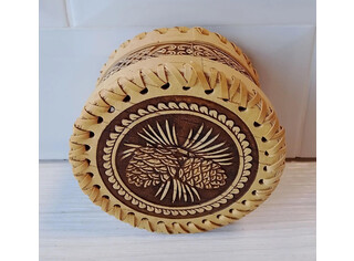 Шкатулка шитая круглая 