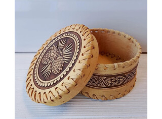 Шкатулка шитая круглая 
